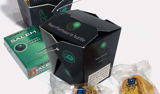 All Work 15 Salem cigarettes fortune cookie direct mail box — 13,000-person targeted mailing