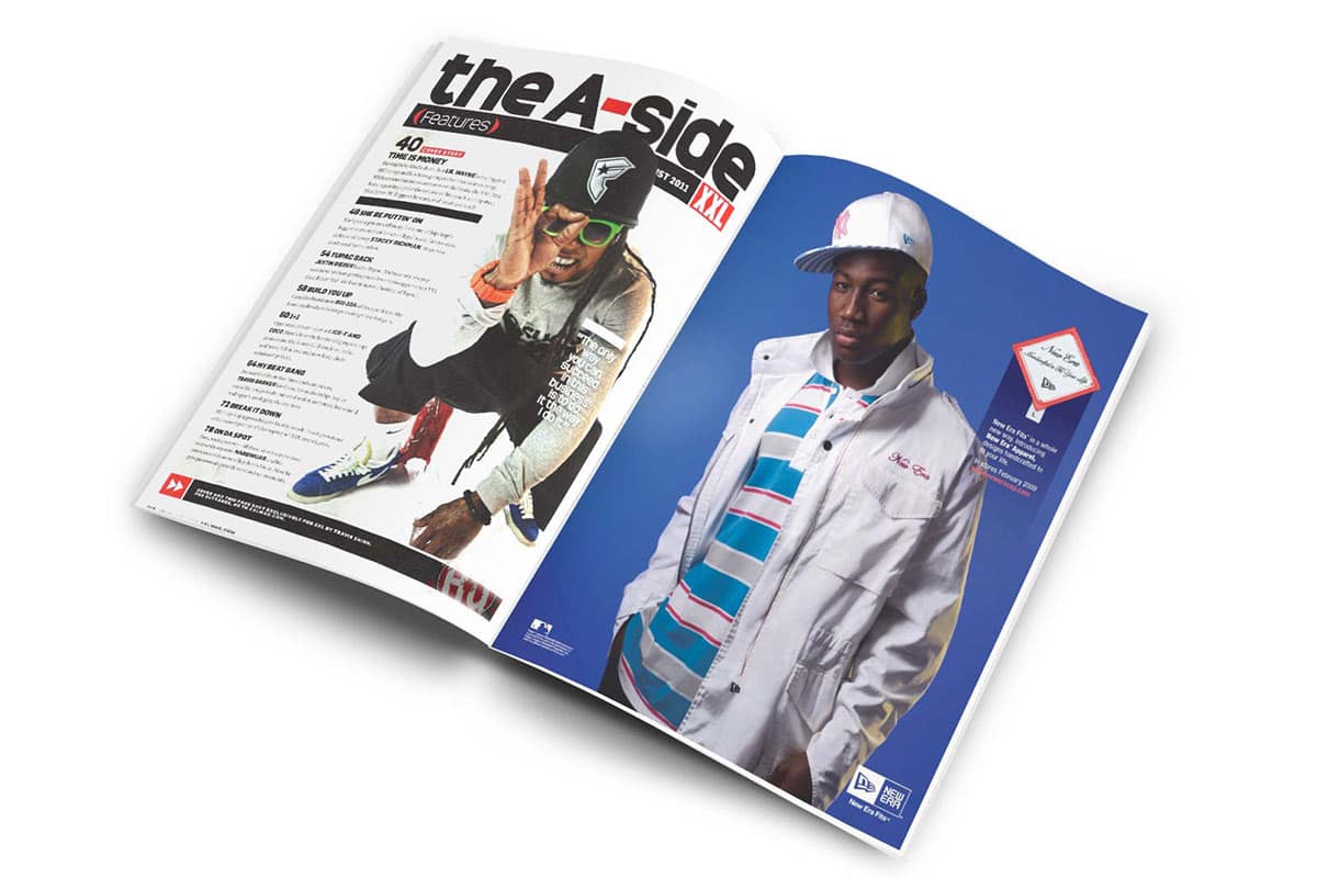 new-era-apparel-ad New Era apparel ad in an open magazine