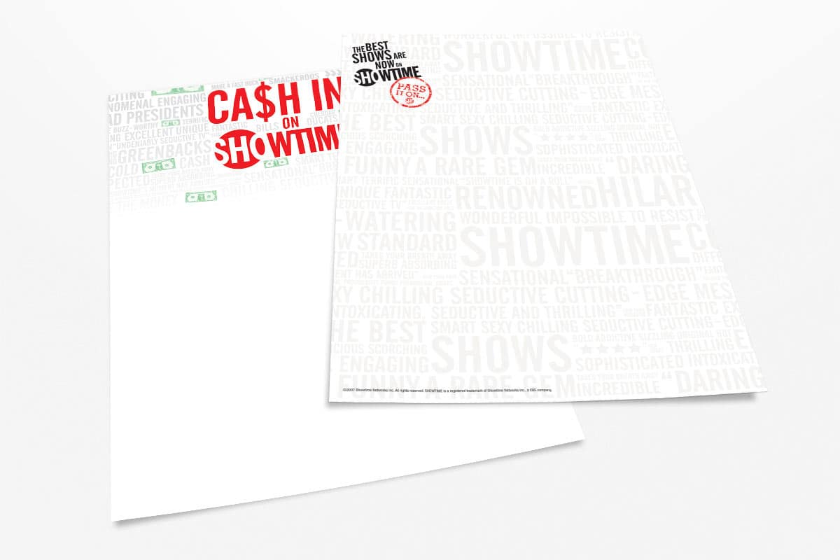 showtime-cash-in-letterhead Showtime 'Cash in on Showtime' letterhead