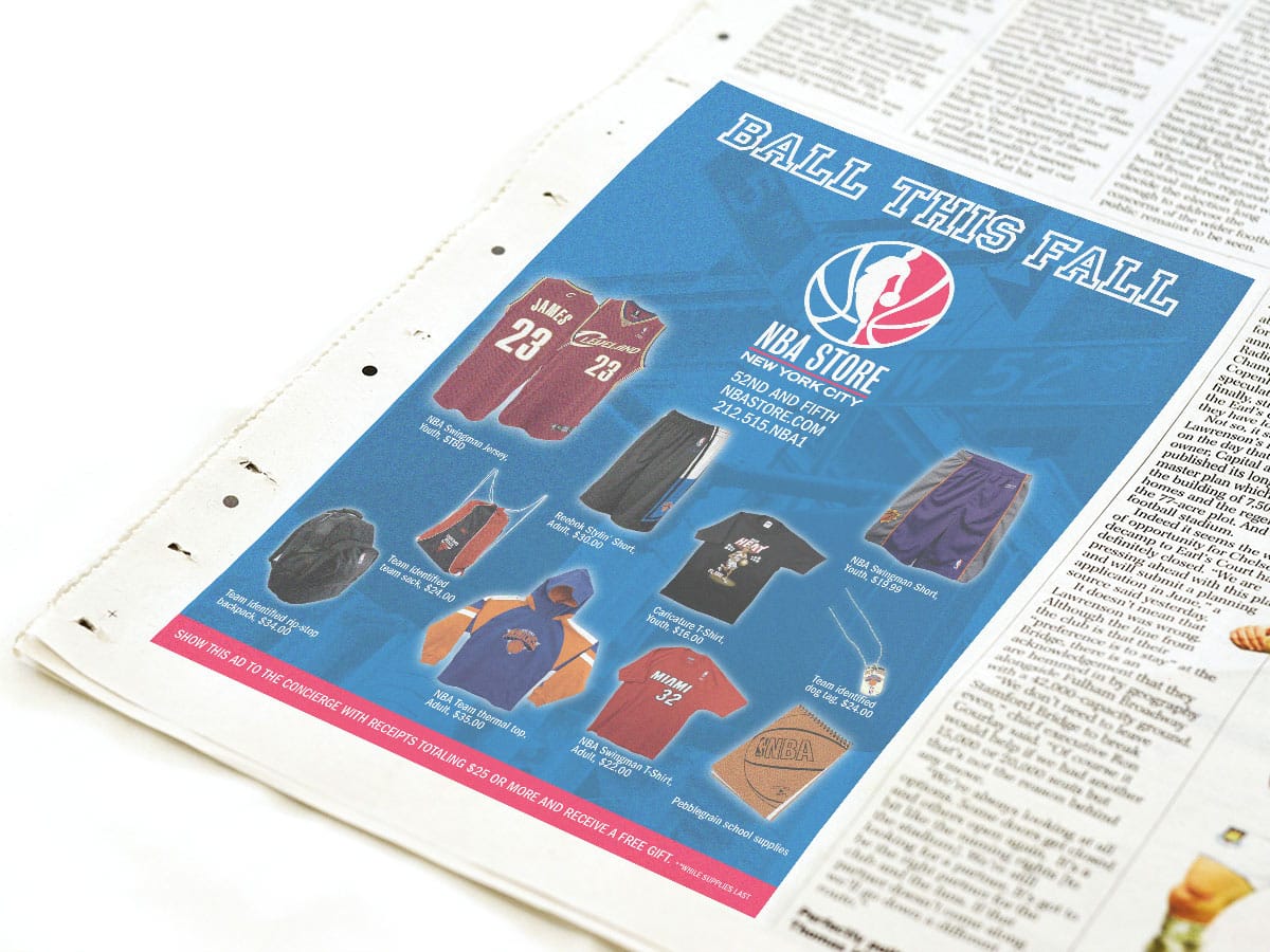 nba-store-ball-this-fall-4×3 NBA Store 'Ball This Fall' ad in a newspaper