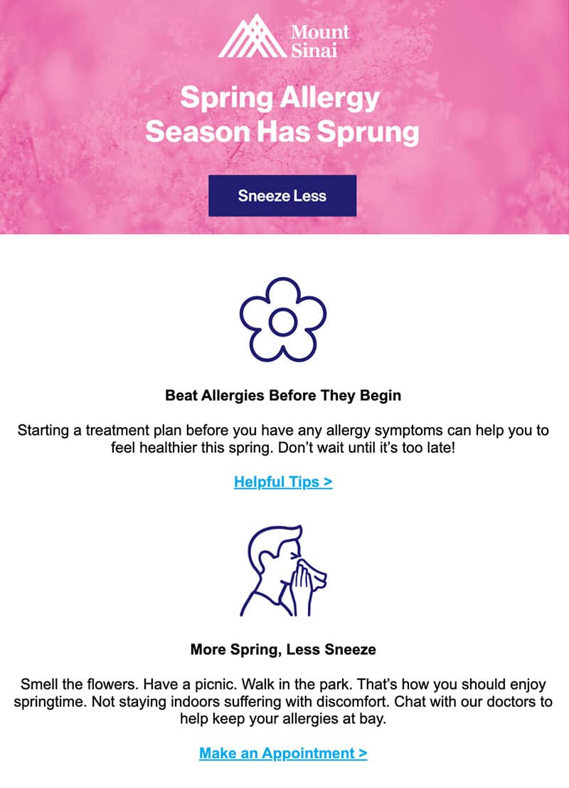 mount-sinai-email-4 Mount Sinai email: 'Spring allergy season has sprung'