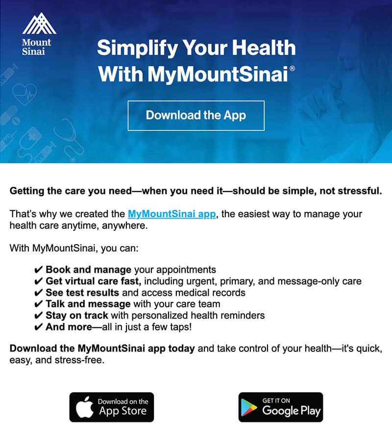 mount-sinai-email-5 MyMountSinai app email: 'Simplify your health with MyMountSinai'